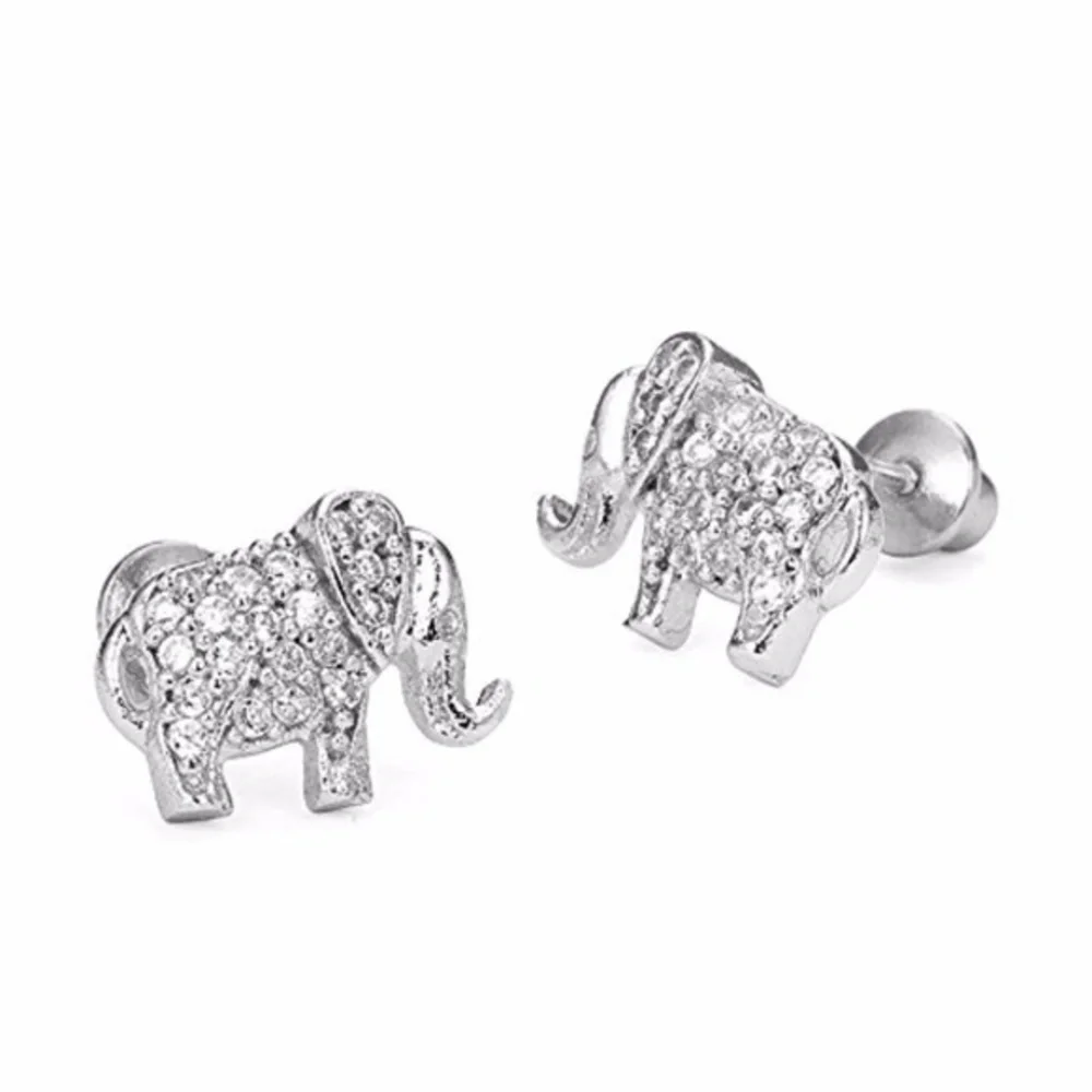 Kids 14k Gold Plated Elephant Girls earrings